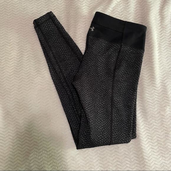 Under Armour Grey Textured Full Length Leggings Womens S Yoga Pants Y2K Athletic - Picture 4 of 4